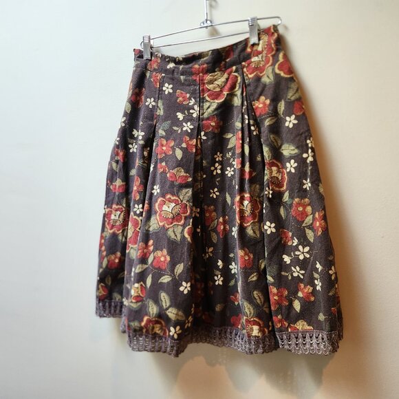 Brown floral high waist skirt / S - Picture 3 of 7